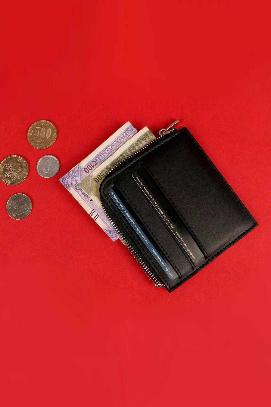 Vegan Card Coin Wallet Black L1
