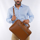 Knox 15inch Vegan Leather Laptop Bag Coconut Model2