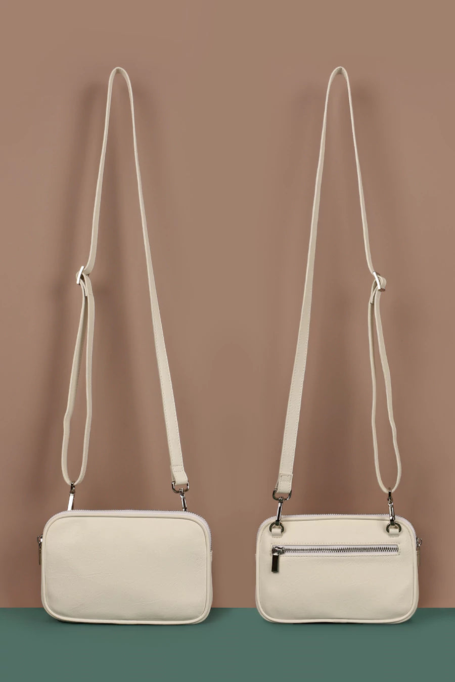 Classic Vegan Leather Women Crossbody Milky Back