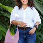 egan Leather Katie Small Women Shoulder Bag Orchid Model2