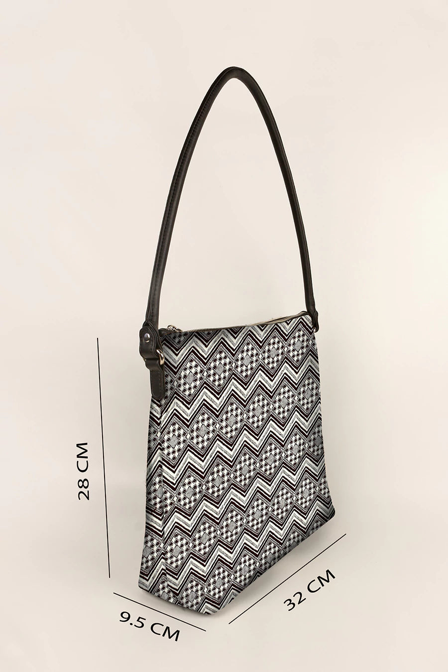 Handloom Women Shoulder Bag Stella -Brown Angeles Measurement