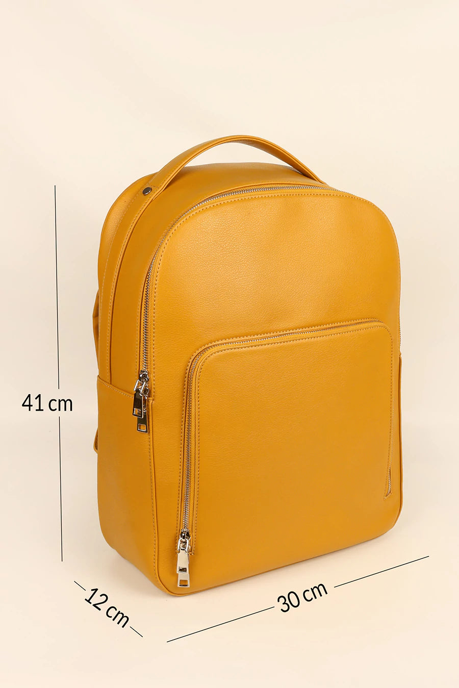 Alexa Vegan Leather Men Backpack Gold Fish Measurement
