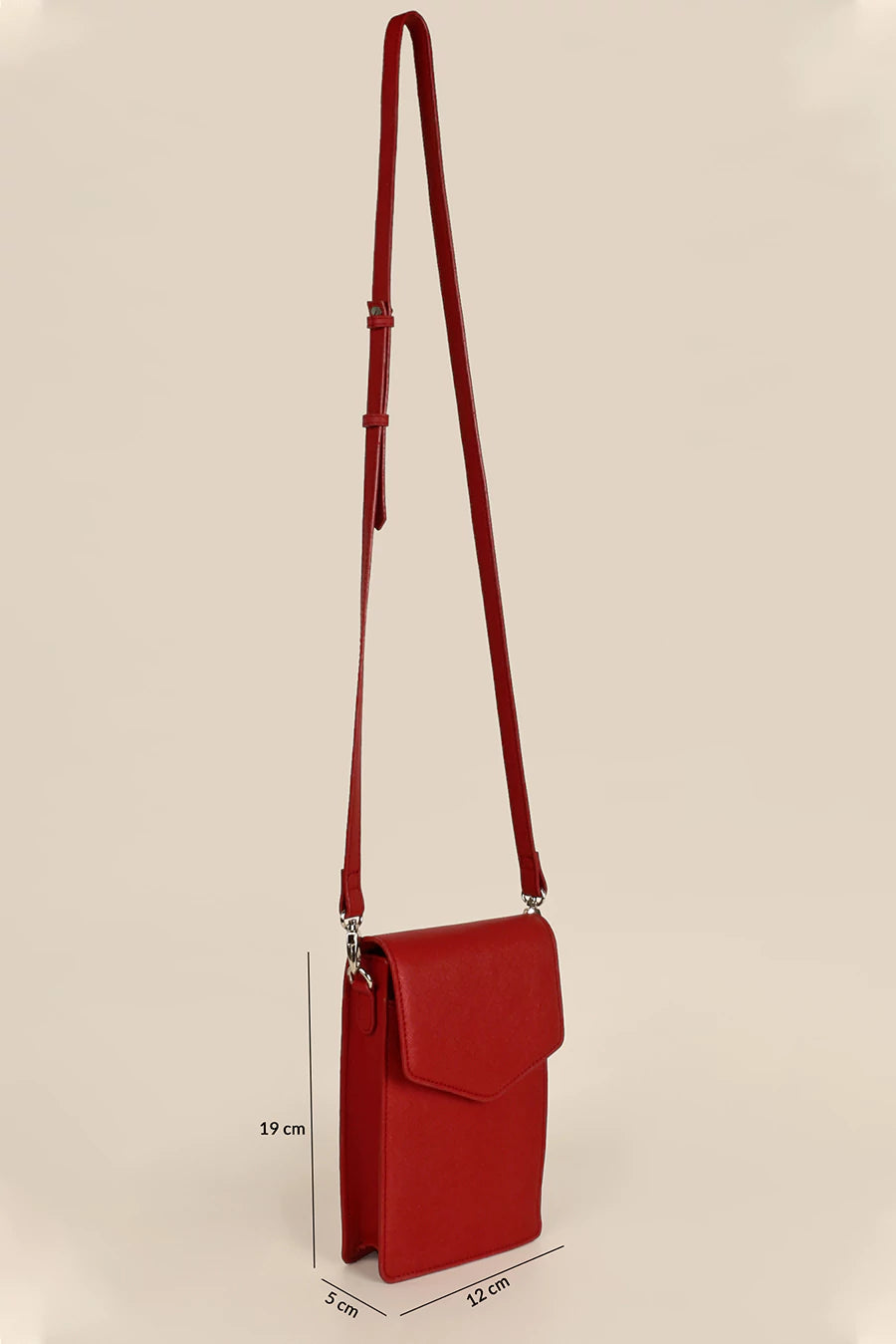 Walker Vegan Leather Mobile Sling Ruby Measurement