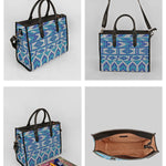 Charlotte Handloom Box Tote Bag Blue Bell Details