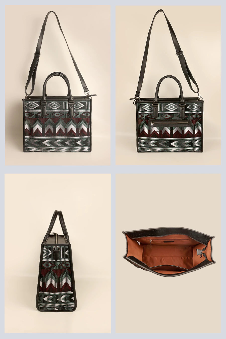 Handloom Charlotte Box Tote Bag Cactus Details