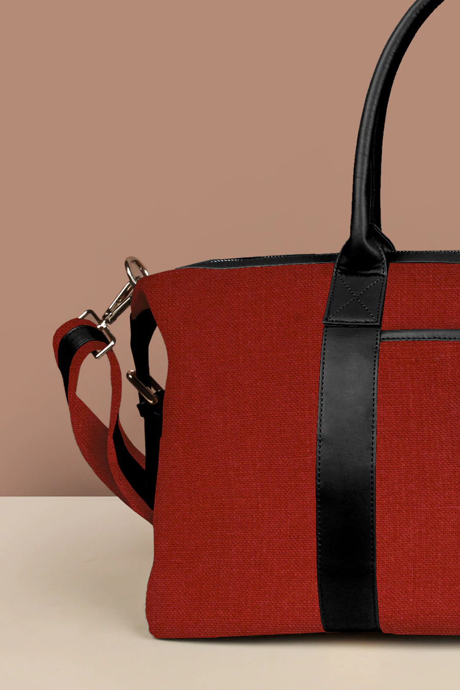 Soft Jute Women Luggage Bag Joey Tomato Close