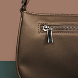 Emily Vegan Leather Women Shoulder Bag Gunmetal Close