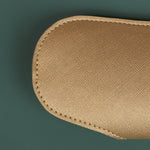 Jace Sunglass Case Vegan Leather Wood Brass Close