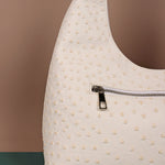 egan Leather Katie Small Women Shoulder Bag Ostrich White Close