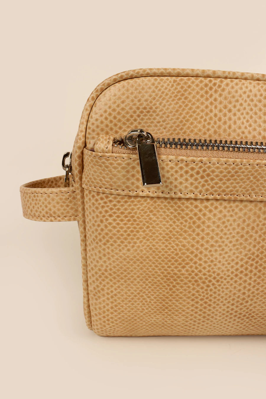 Travel Toiletry Pouch Vegan Leather Porcelain Close