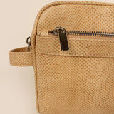 Travel Toiletry Pouch Vegan Leather Porcelain Close