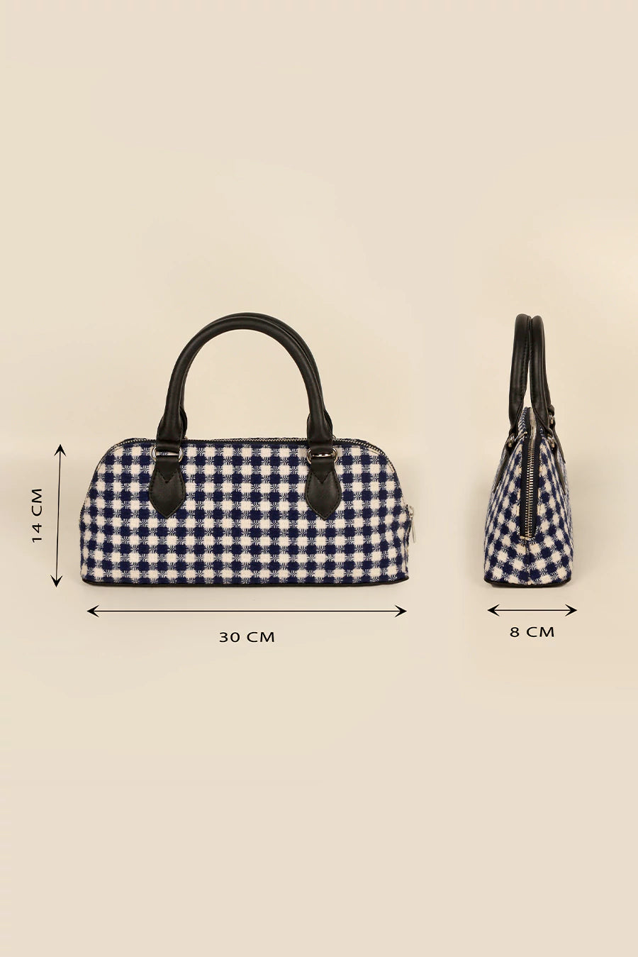 Everly Women's Handbag Handloom Checkered Measurement