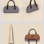 Everly Women's Handbag Handloom Checkered Details