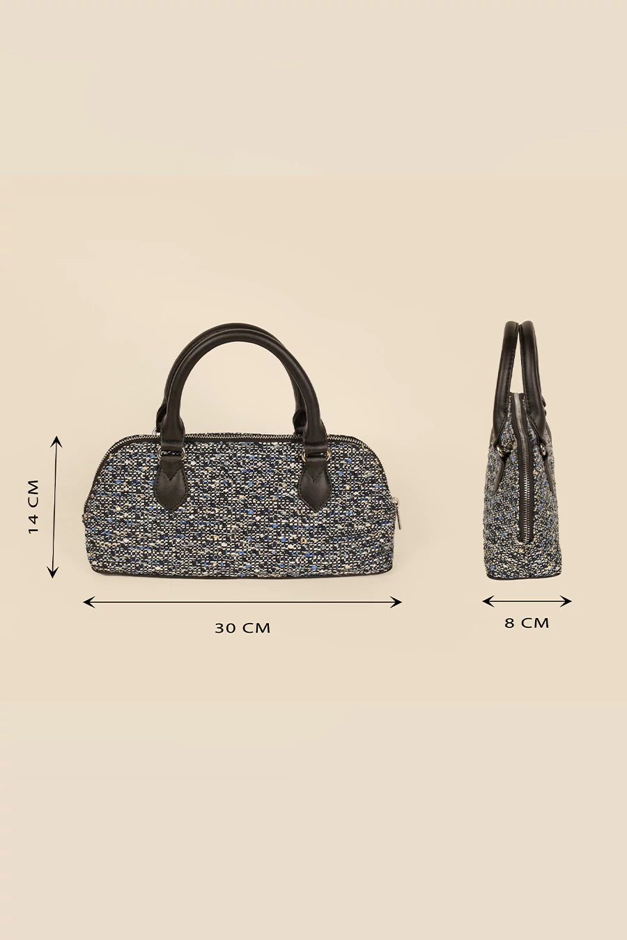 Everly Women's Handbag Handloom Horizon Blue Measurement