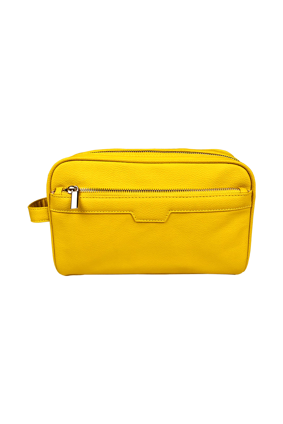 Travel Toiletry Pouch Vegan Leather Citron Front