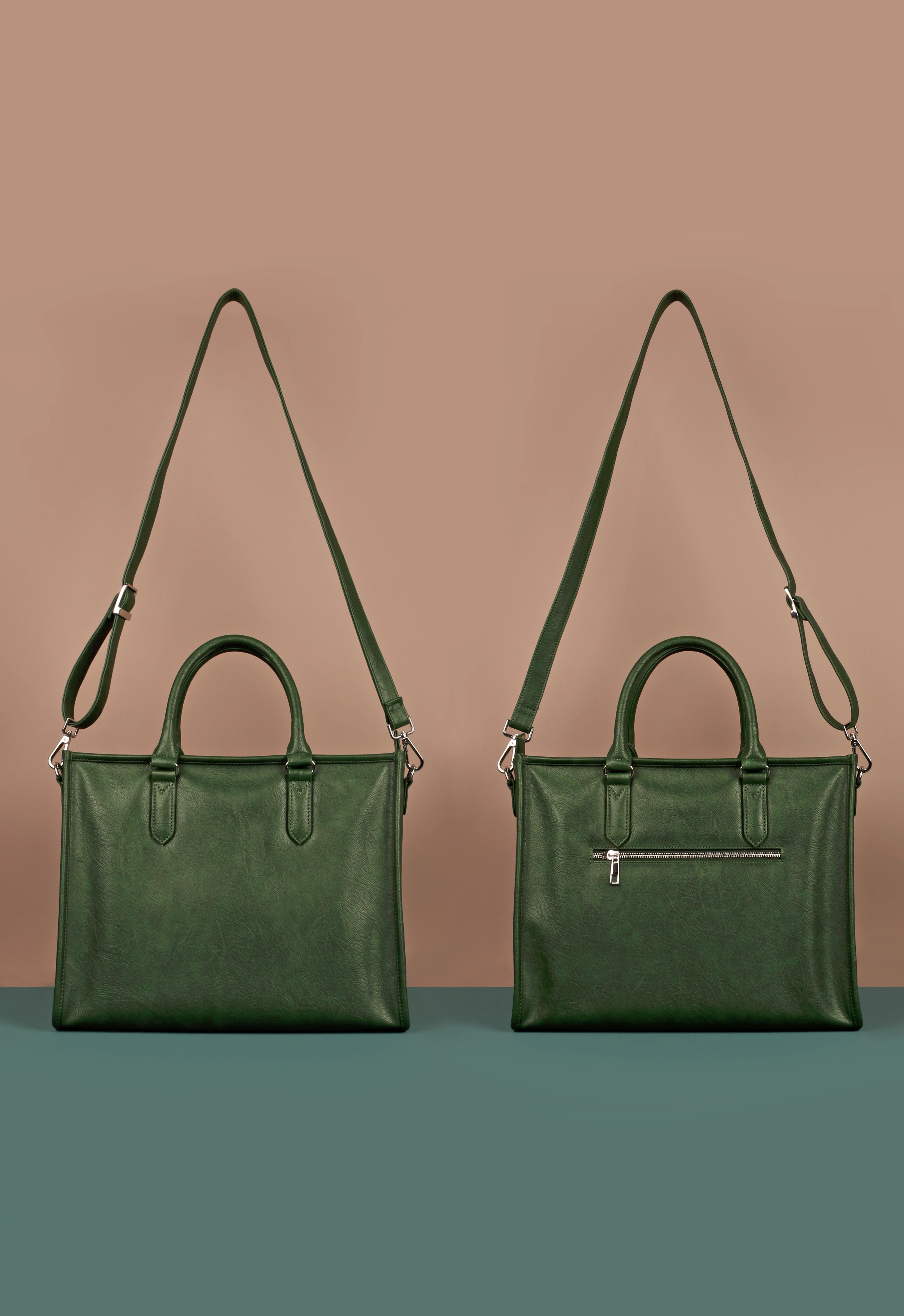 Charlotte Vegan Women Box Tote Bag Peacock Back