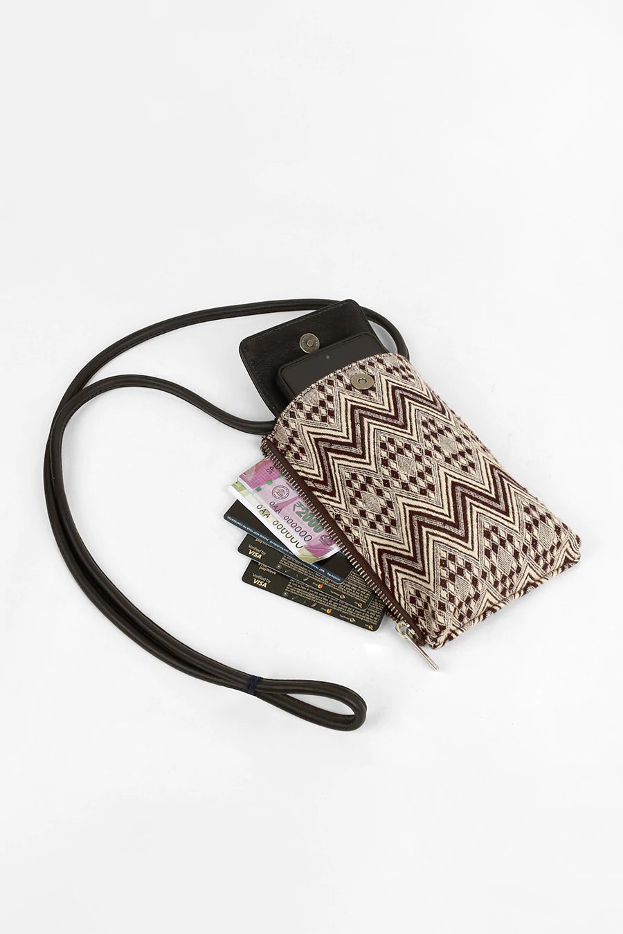 Grace Handloom Mobile Sling Brown Chevron Lifestyle