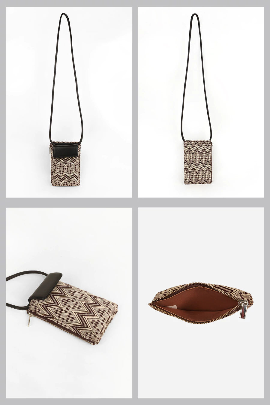 Grace Handloom Mobile Sling Brown Chevron Details