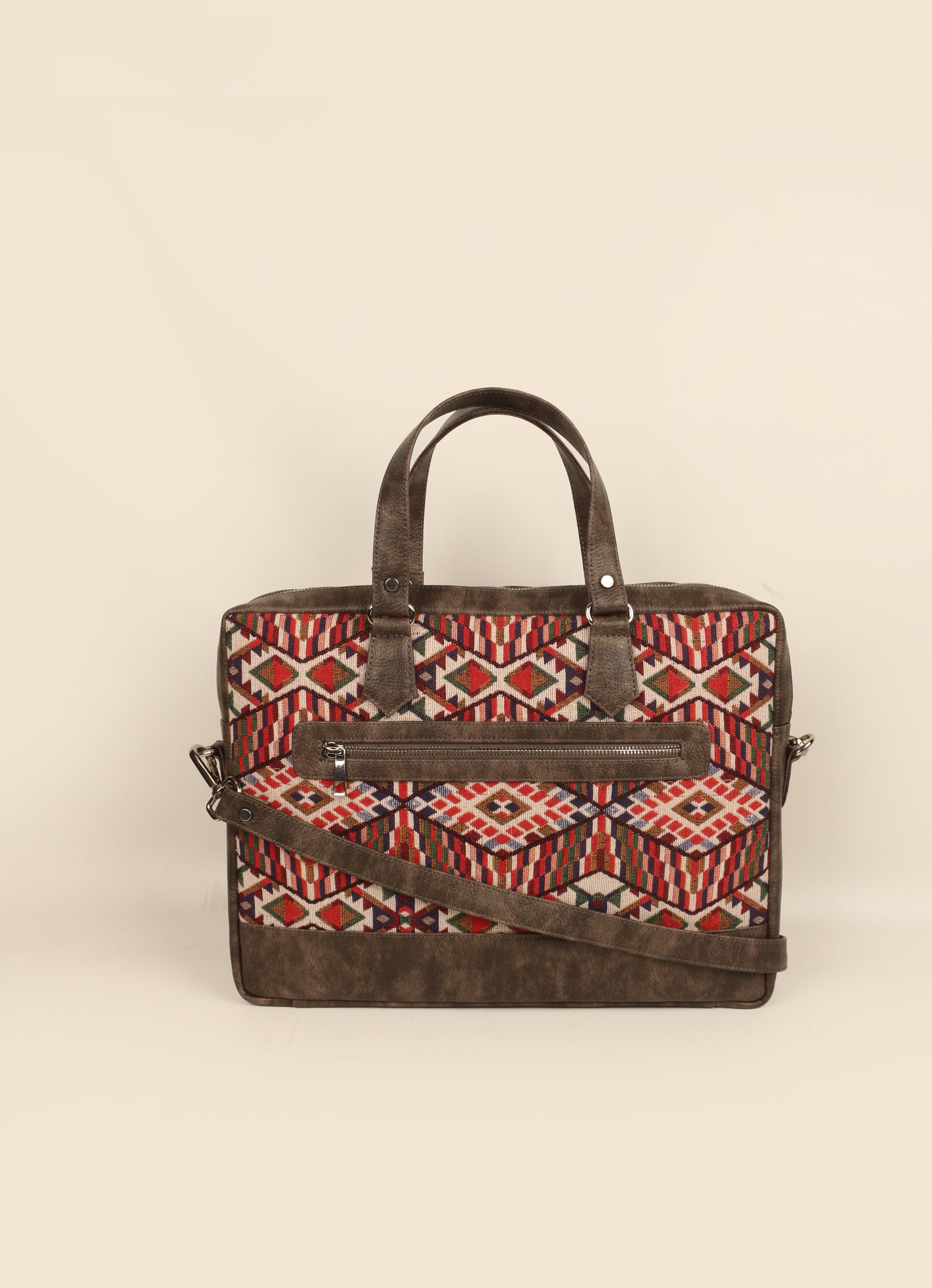 15 inch Ross Handloom Office Laptop Bag for men & women hazelnut front