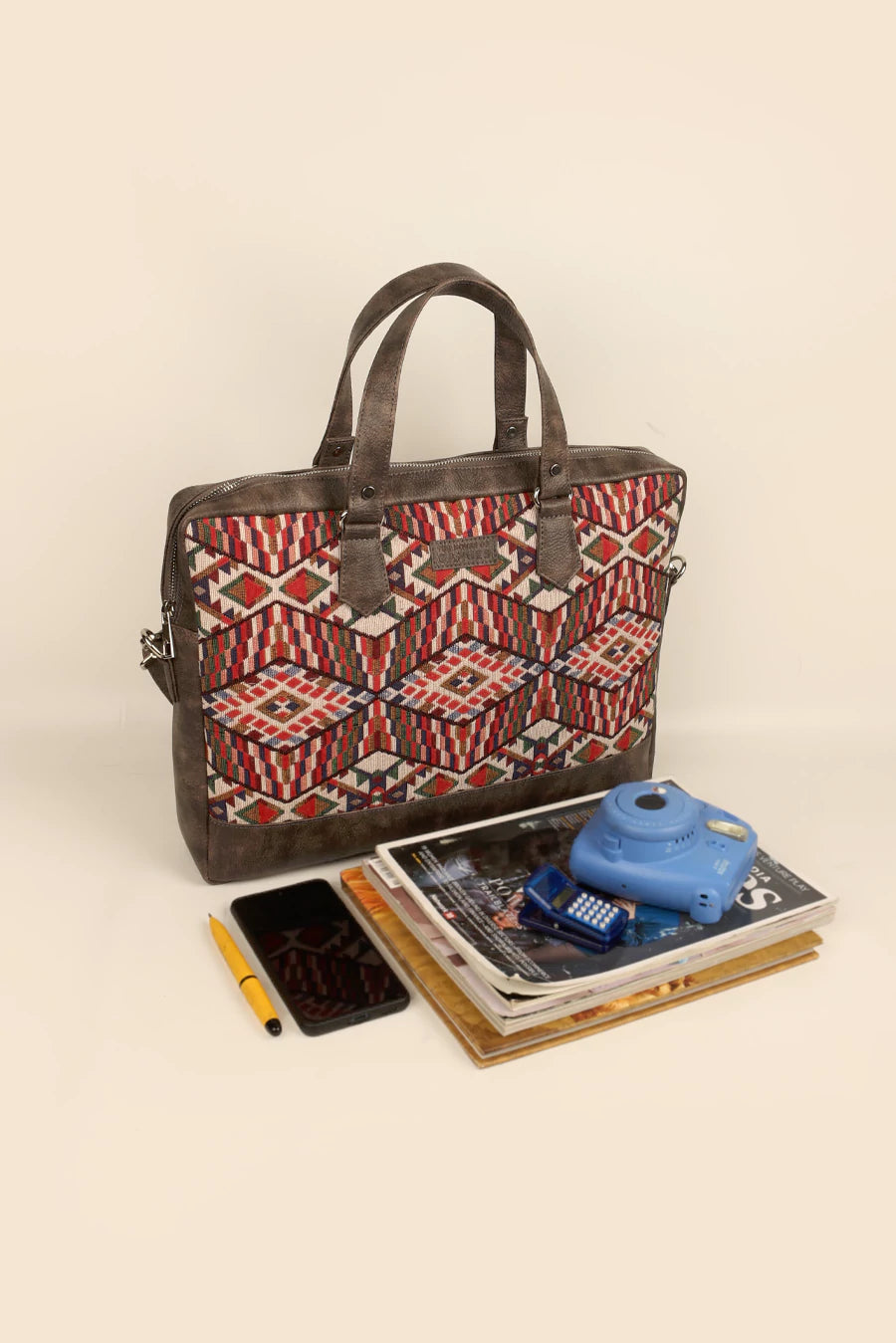 15 inch Ross Handloom Office Laptop Bag for men & women hazelnut lifestyle 1