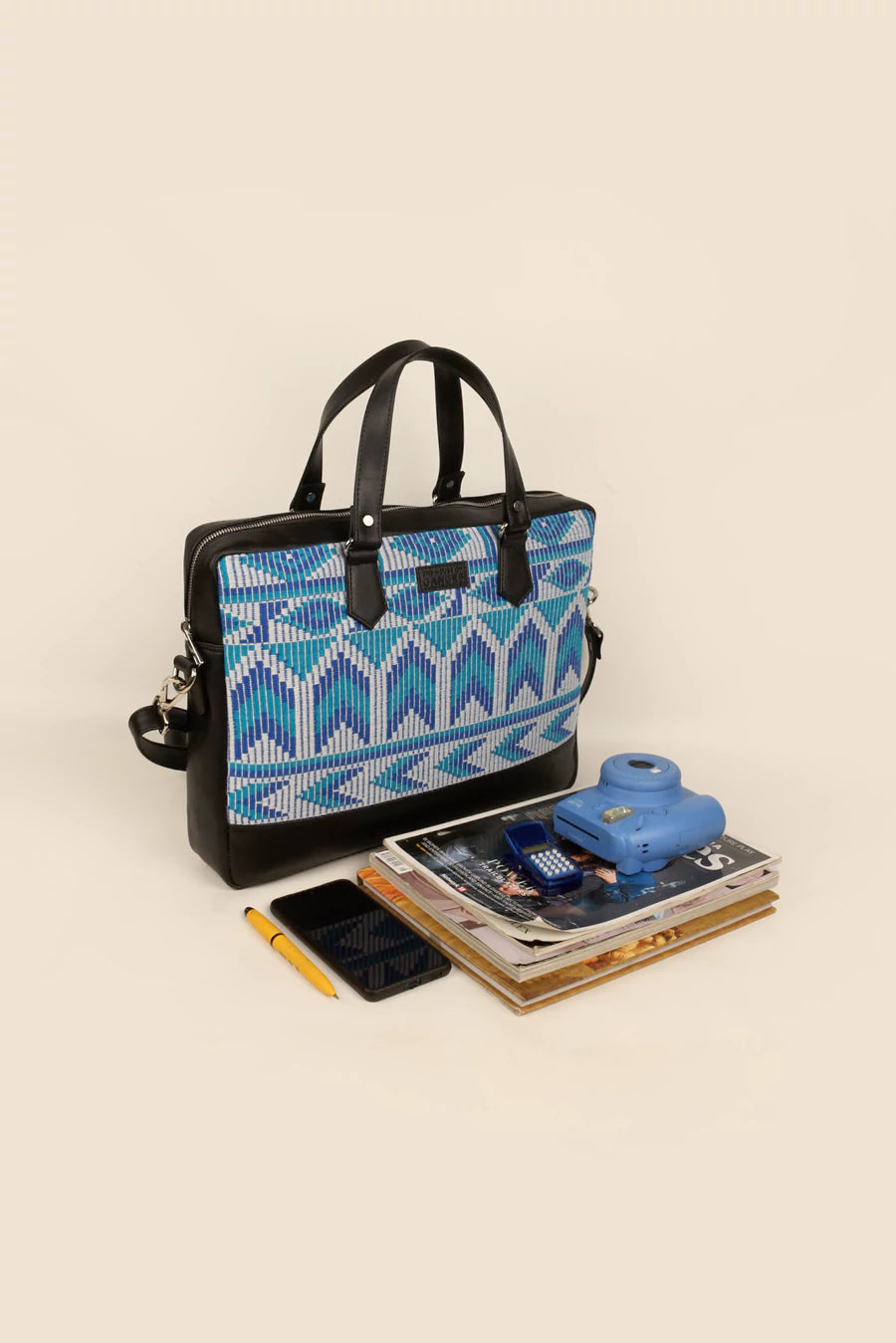 15 inch Ross Handloom Office Laptop Bag for men & women blue lifestyle 2