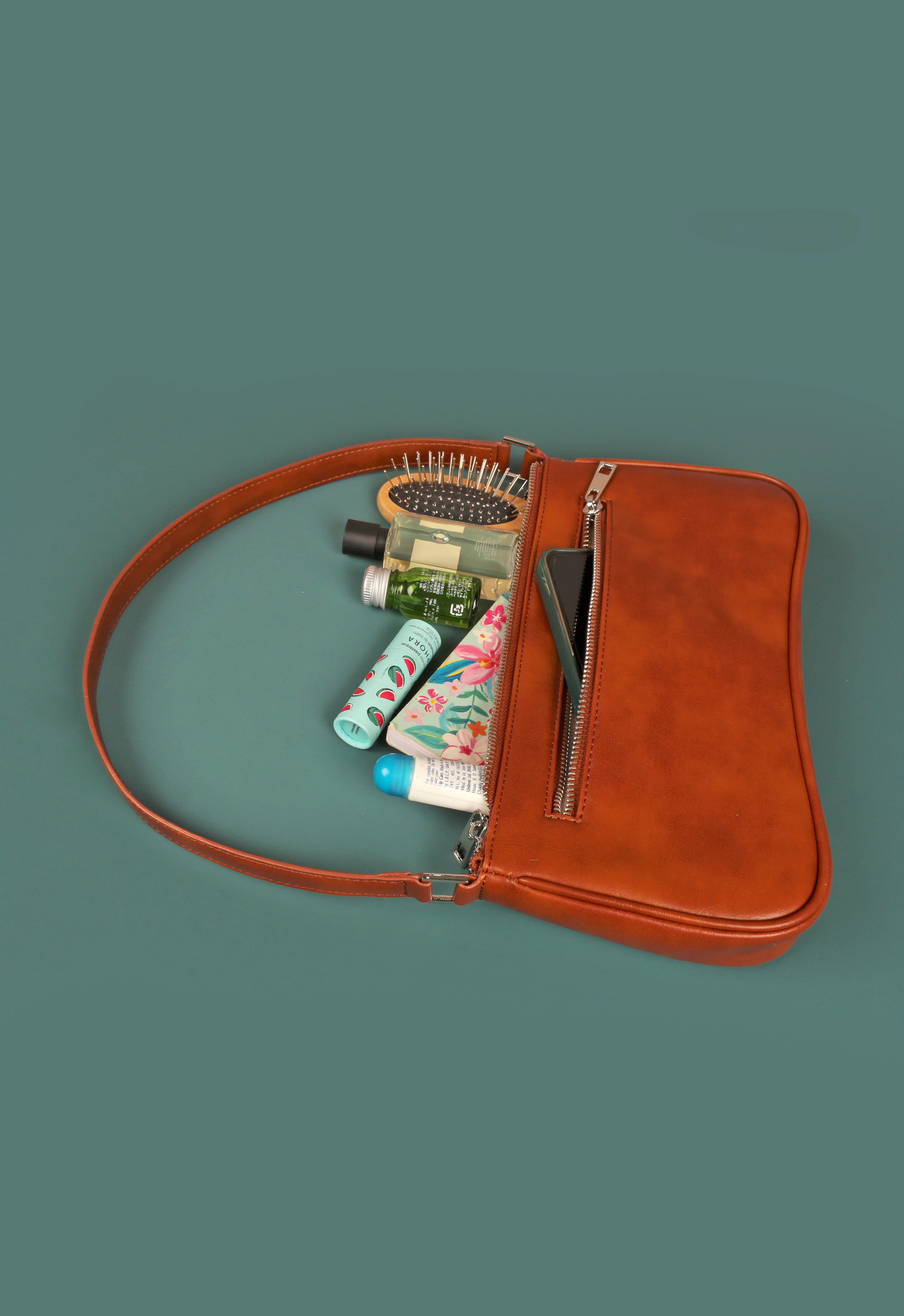 Emily Vegan Leather Shoulder Bag Fire Lifestyle