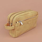 Men Vegan Travel toiletry bag buttermilk front