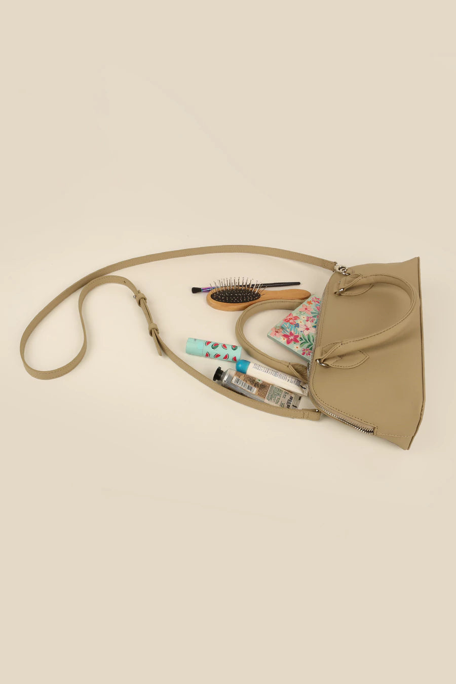 Everly Vegan Leather Women Handbag Beige Lifestyle