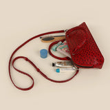 Everly Vegan Leather Women Handbag Ostrich Red Lifestyle