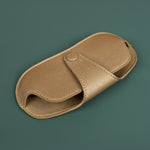 Jace Sunglass Case Vegan Leather Wood Brass Front