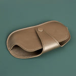 Jace Sunglass Case Vegan Leather Shinny Silver Front