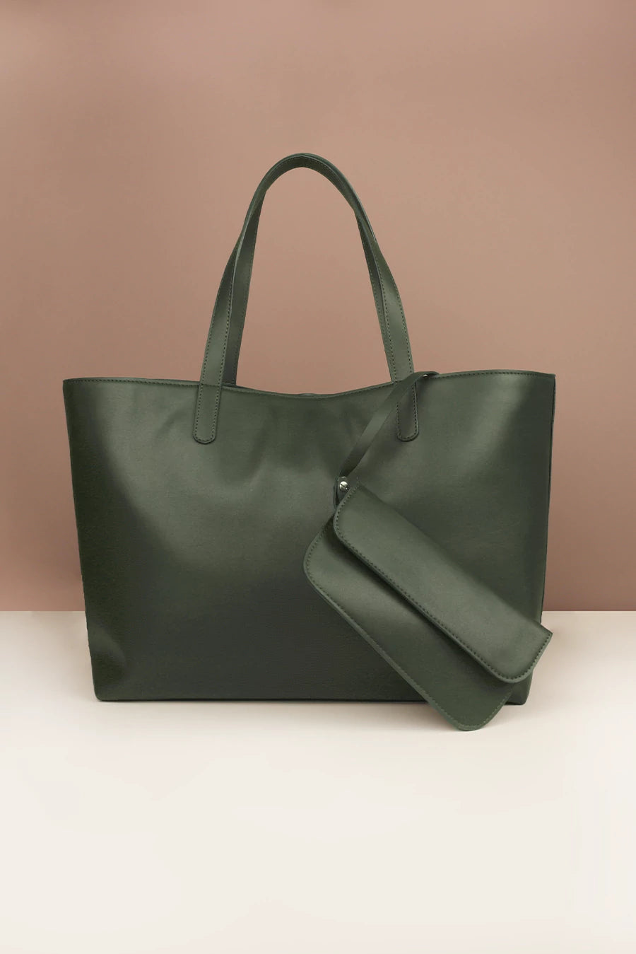 Baby Diaper Bag Vegan Leather Women Tote Army Front