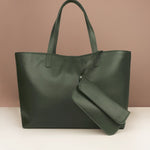 Baby Diaper Bag Vegan Leather Women Tote Army Front