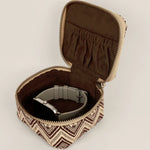 Handloom Jewellery / Watch Case Brown Chevron