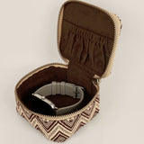 Handloom Jewellery / Watch Case Brown Chevron