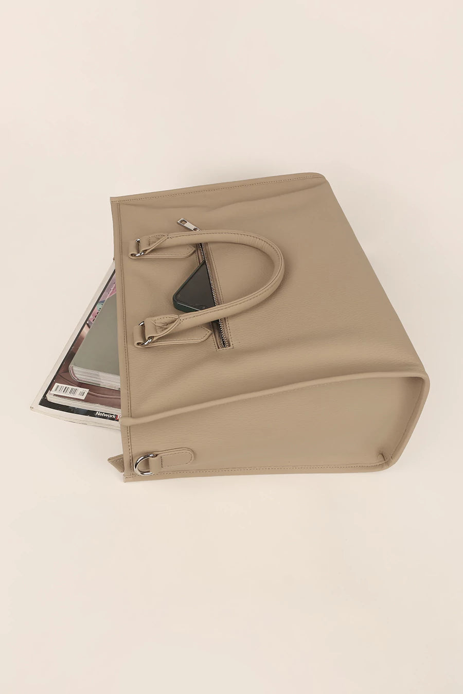 Vegan Leather Charlotte Women Office Tote Bag Beige Lifestyle