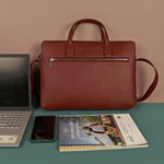 Dual Zip Vegan Leather Men Office Bag BloodRed Lifestyle