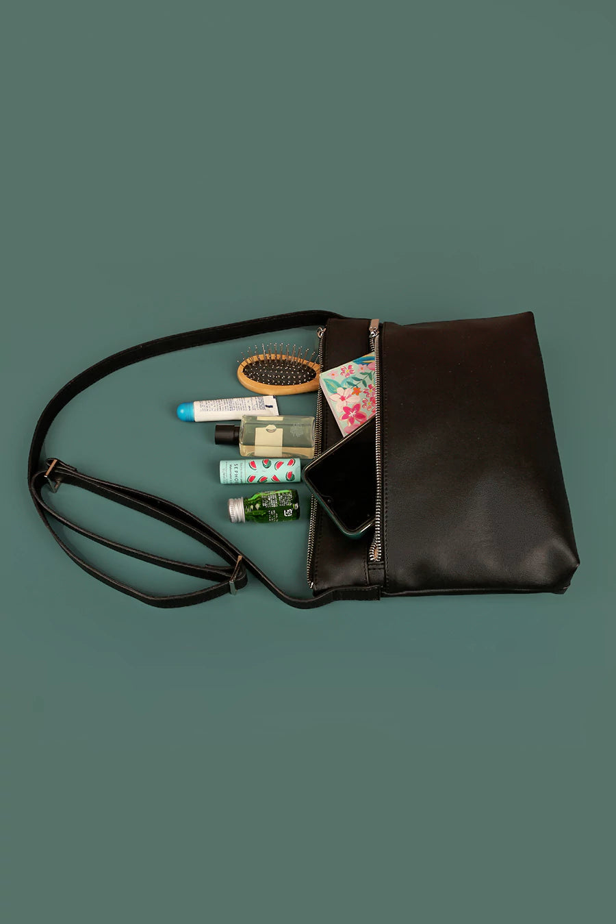 Arthur Men Vegan Leather Sling Bag Vanta Black Lifestyle