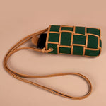 Soft jute Mobile sling Bag olive front