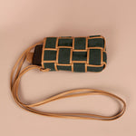 Soft jute Mobile sling Bag jade front