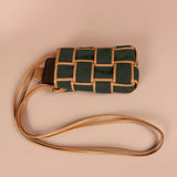 Soft jute Mobile sling Bag jade front