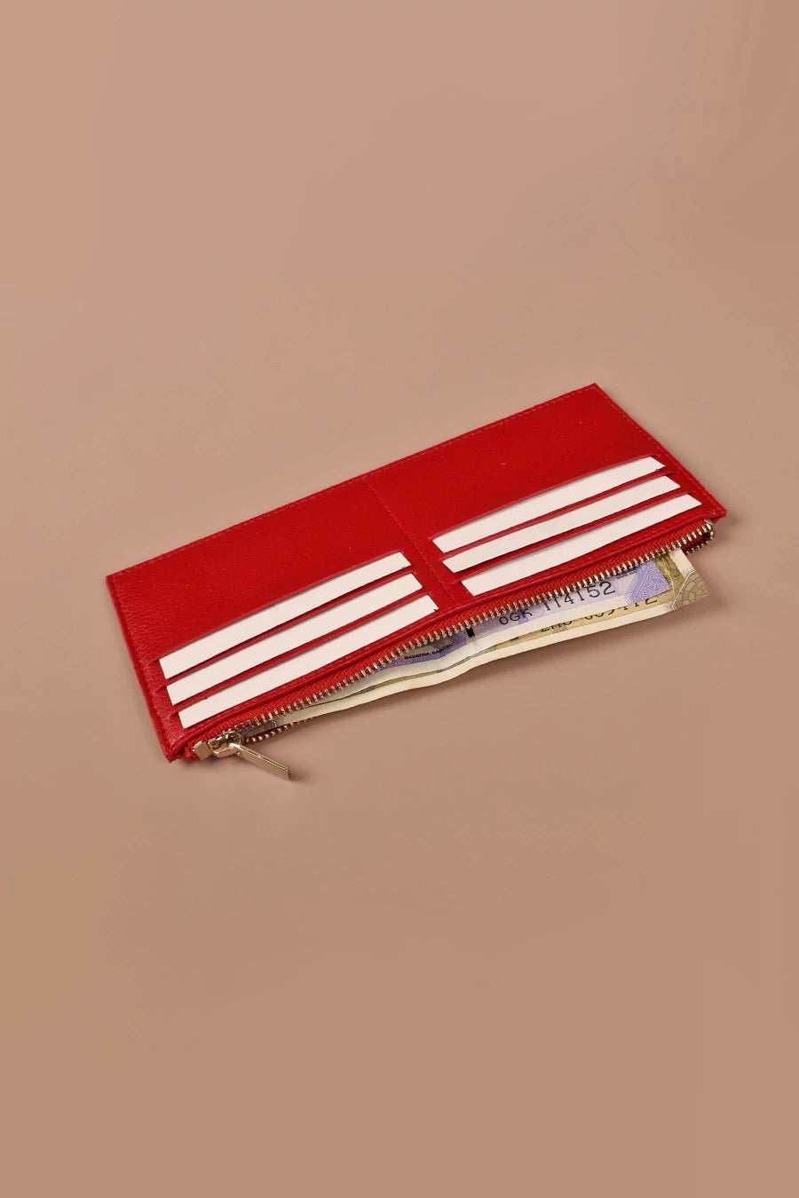 Slim vegan Women Card Wallet Flame front