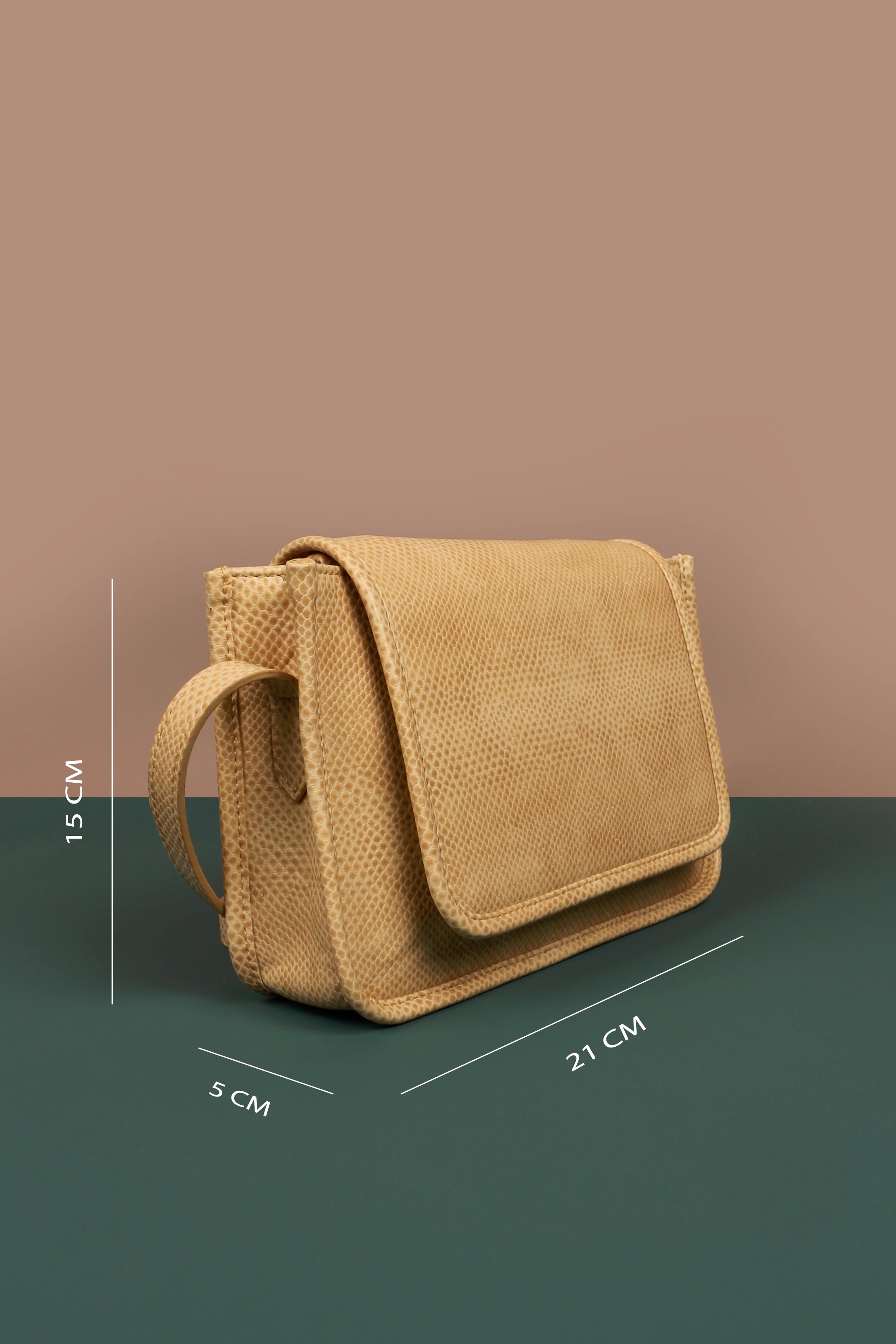 Alice Vegan Leather Women Sling Bag Poreclain Measurement