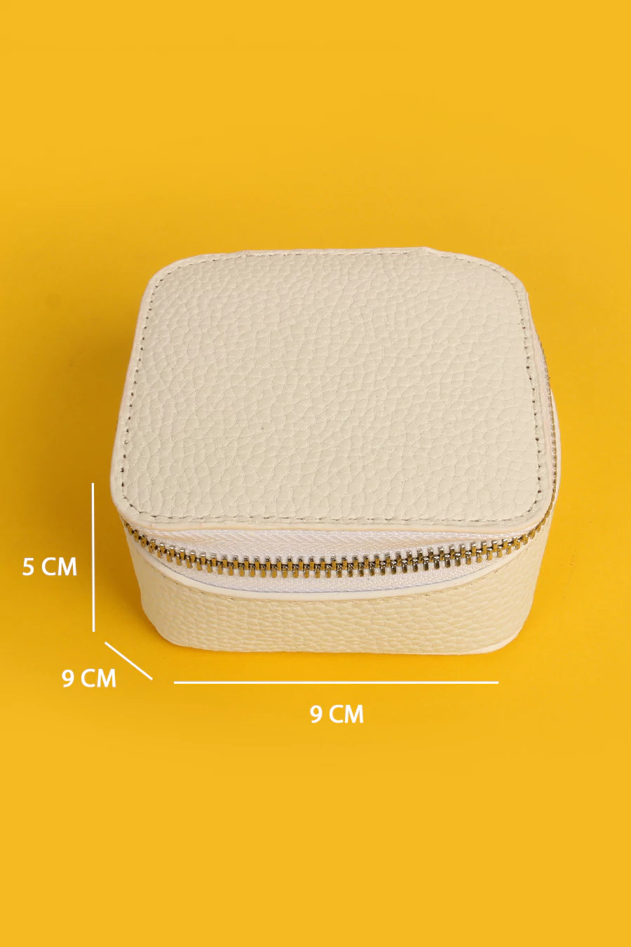Vegan Leather Square Jewellery Case Milky Measurement