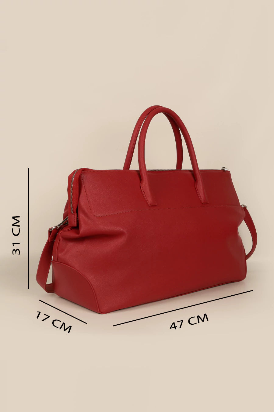 Stanley Vegan Leather Men Duffle Bag Ruby Measurement