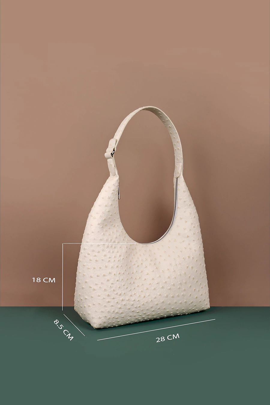 Vegan Leather Katie Small Women Shoulder Bag Ostrich White Cad