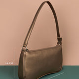 Emily Vegan Leather Women Shoulder Bag Gunmetal Measurement