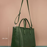 Charlotte Vegan Women Box Tote Bag Peacock Measurement