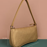 Emily Vegan Leather Women Shoulder Bag Wood Brass Measurement