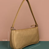 Emily Vegan Leather Women Shoulder Bag Wood Brass Measurement
